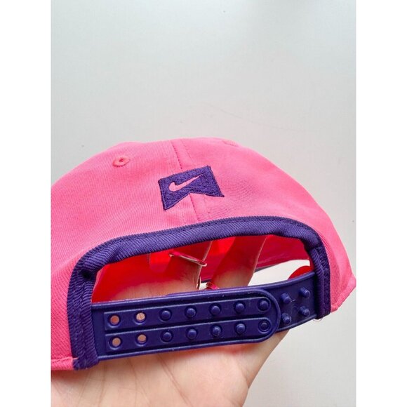 Vintage NIKE YOUTH Neon Pink Purple Graphic Logo Baseball Hat, One Size - Picture 5 of 9